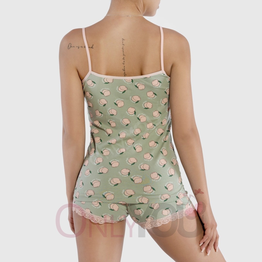 Памучна пижама потник и шорти Green Peach 11-7 Памучна пижама потник и шорти Green Peach 11-7