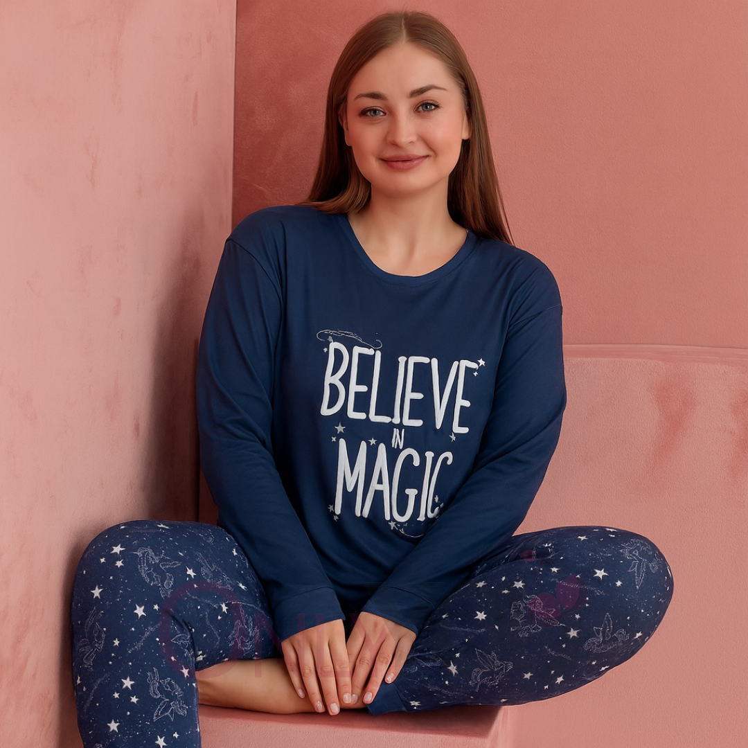 Дамска макси термо пижама 1190-3 Believe
