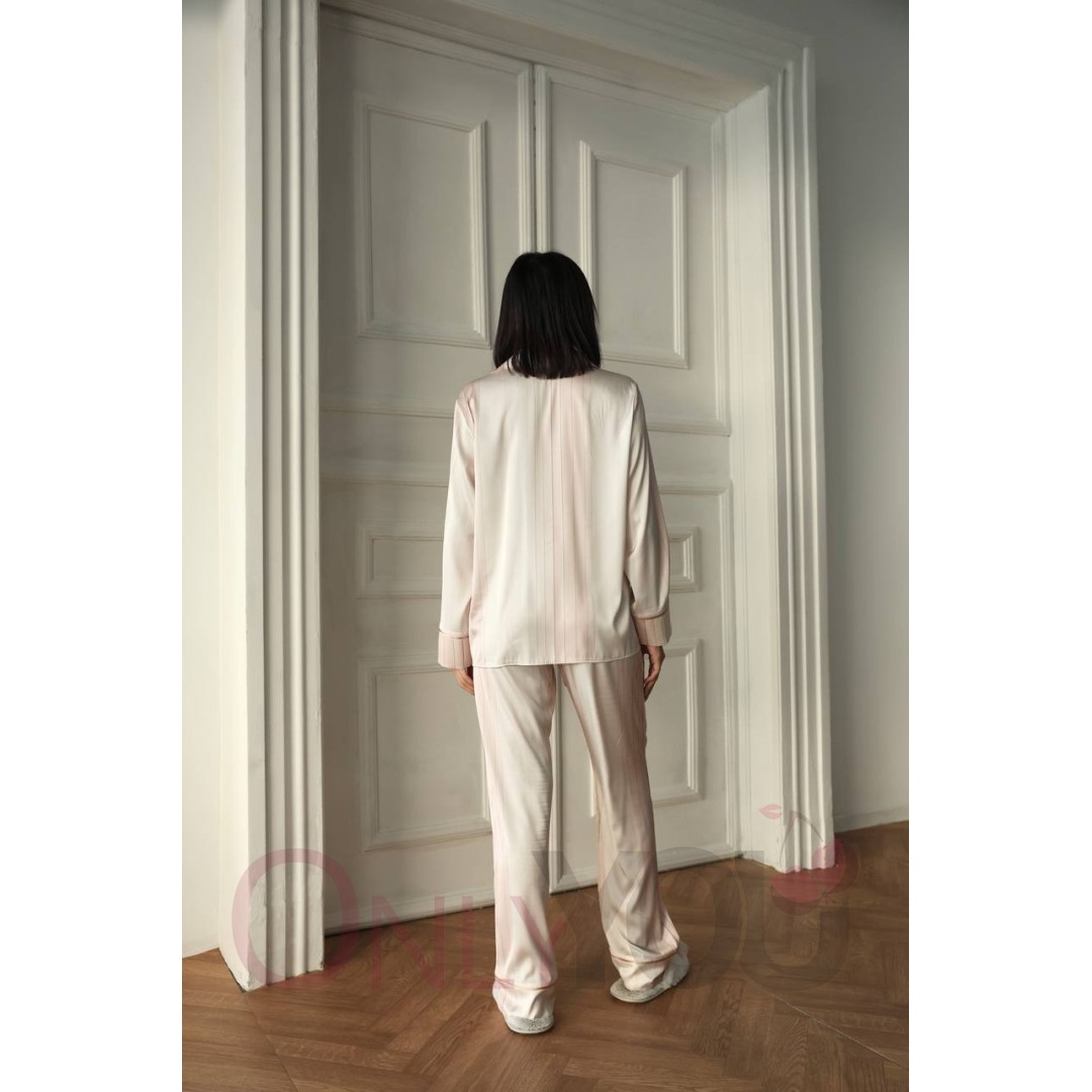 Луксозна дамска сатенена пижама 2401825 Powder Stripe Луксозна дамска сатенена пижама 2401825 Powder Stripe