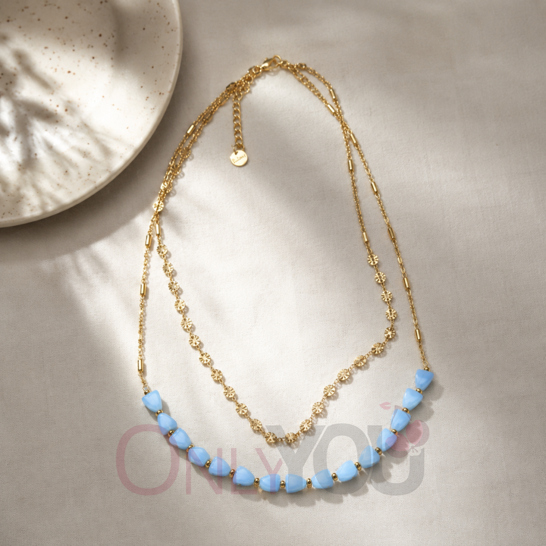 Дамско колие със светлосини мъниста  25232 Blue Stones