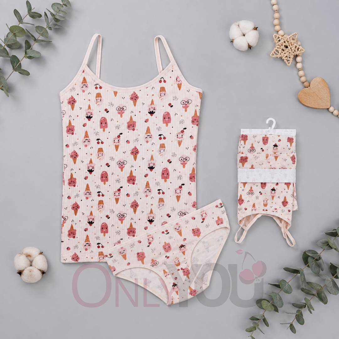 Детски комплект потник и бикини 4023-3 Pink Ice cream