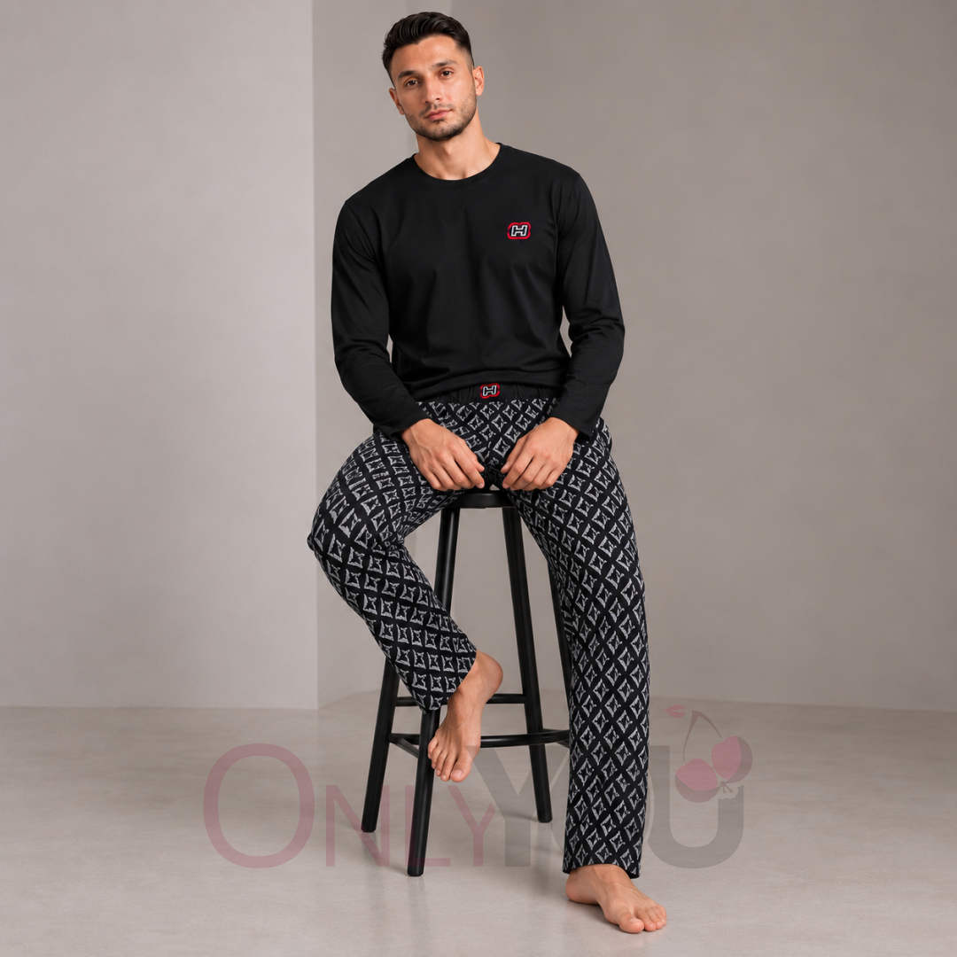 Памучна мъжка пижама  9250 Black