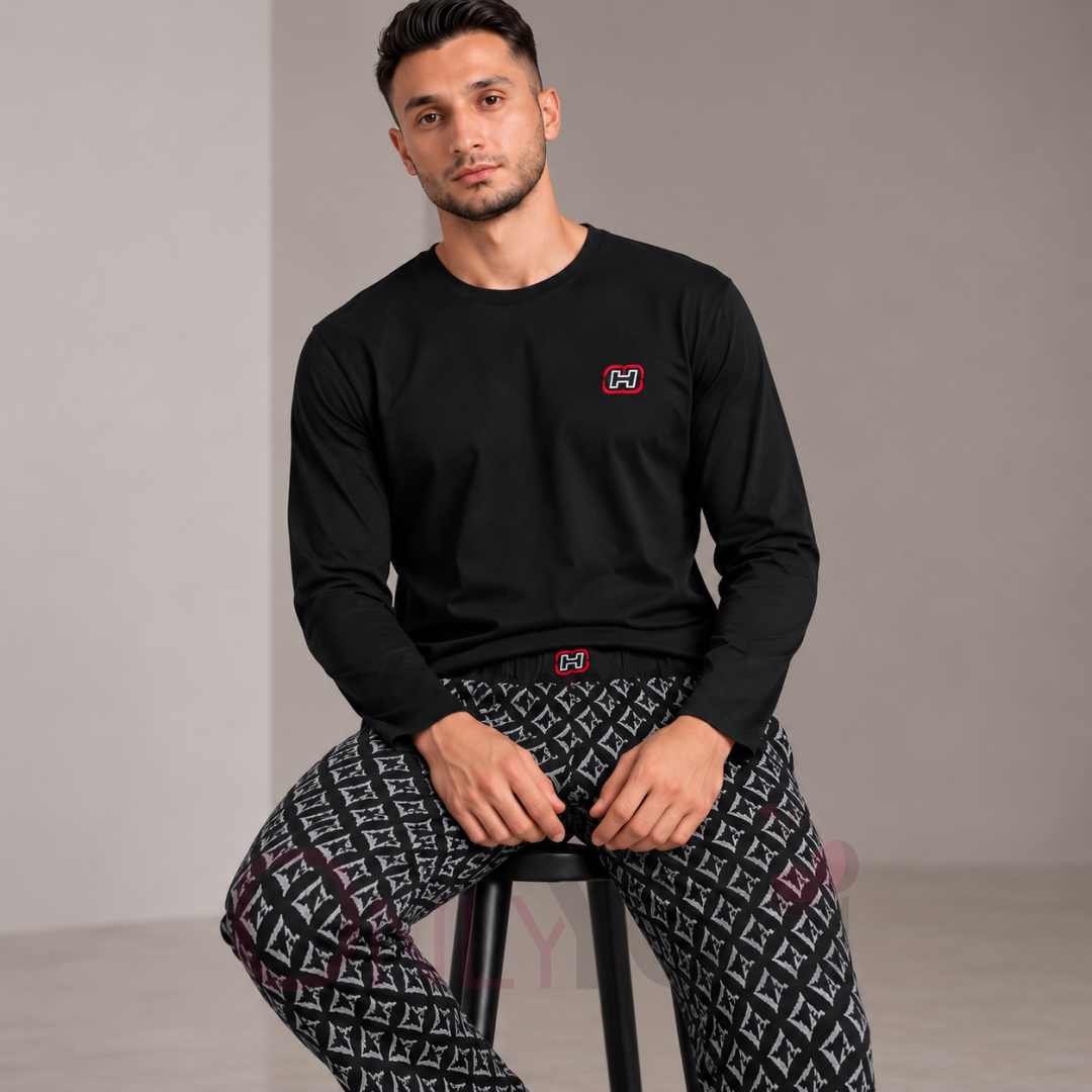 Памучна мъжка пижама  9250 Black