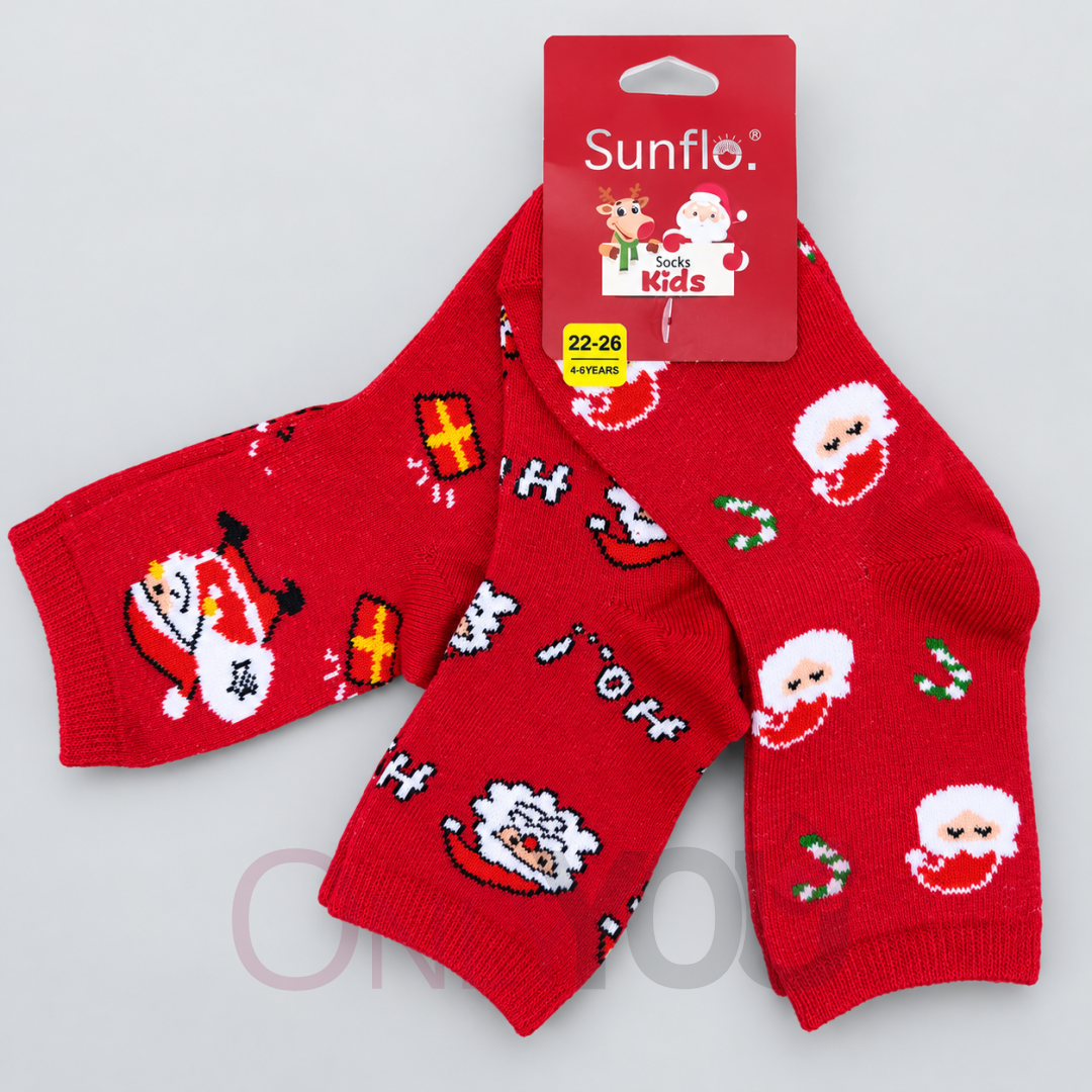 Детски коледни чорапи 3 чифта - 624-2 Red 