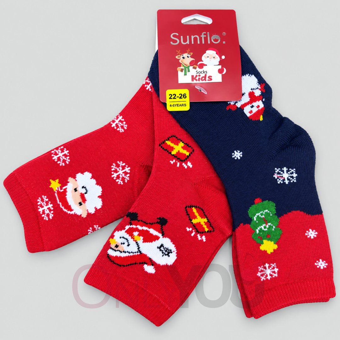 Детски коледни чорапи 3 чифта - 624-1 Red and Blue Детски коледни чорапи 3 чифта - 624-1 Red and Blue
