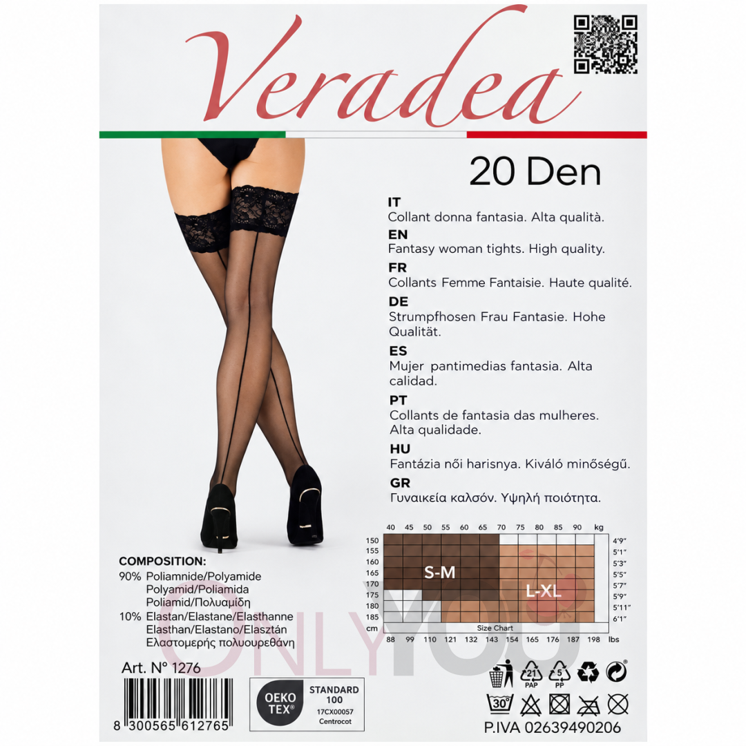 Дамски силиконови чорапи с ръб и дантела Veradea 20 DEN-1276 Nero